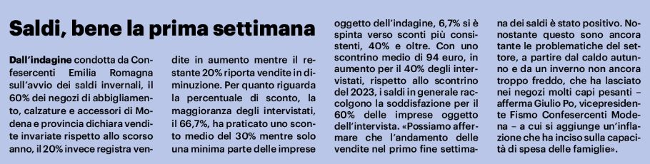 Saldi, bene la prima settimana