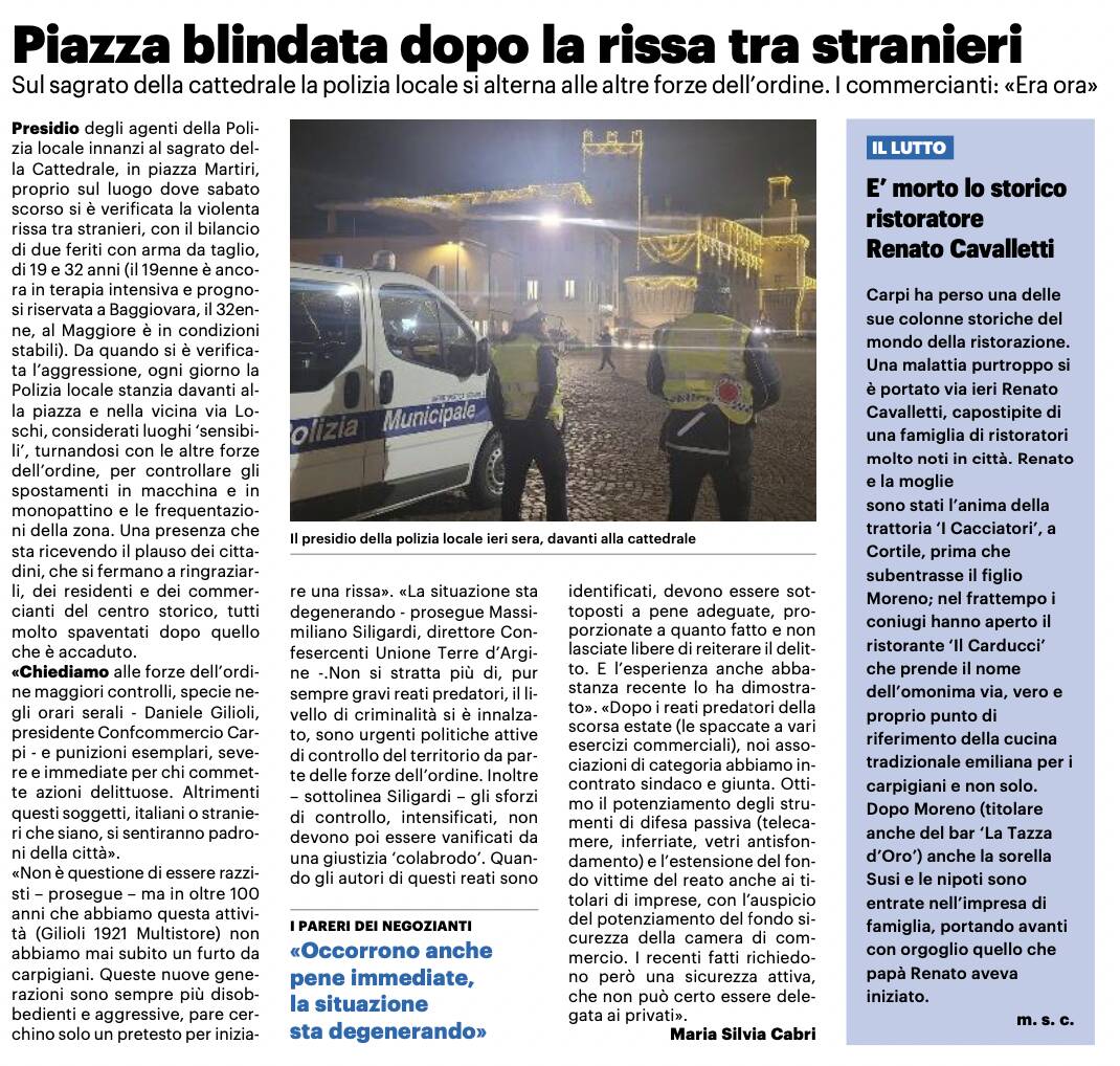 Carpi. Piazza blindata dopo la rissa tra stranieri