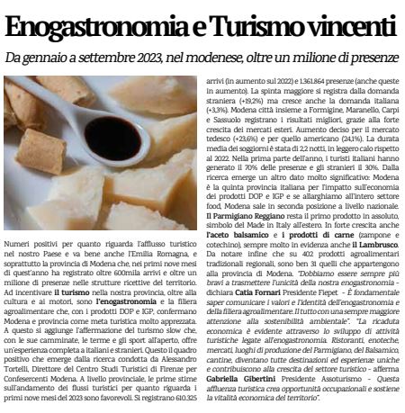 Enogastronomia e turismo vincenti