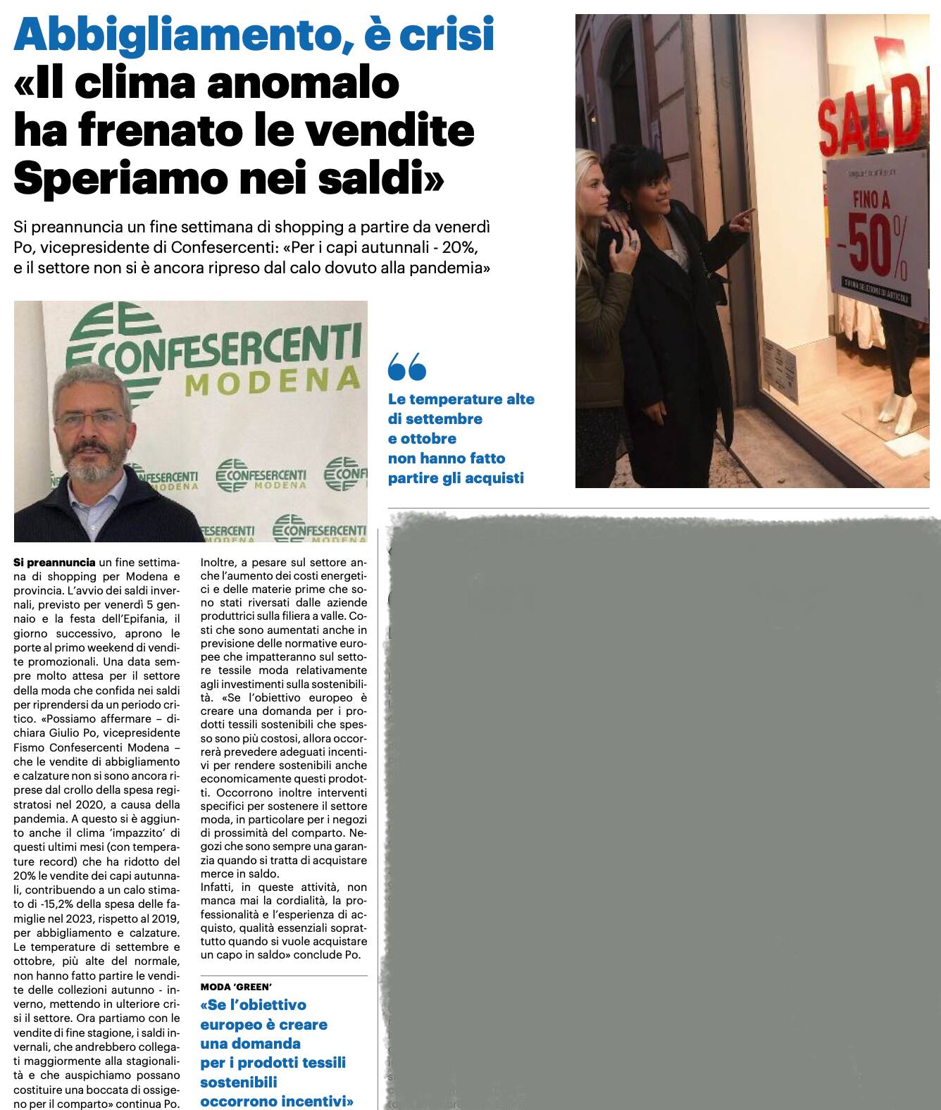 Abbigliamento, è crisi. "Il clima anomalo ha frenato le vendite. Speriamo nei saldi"