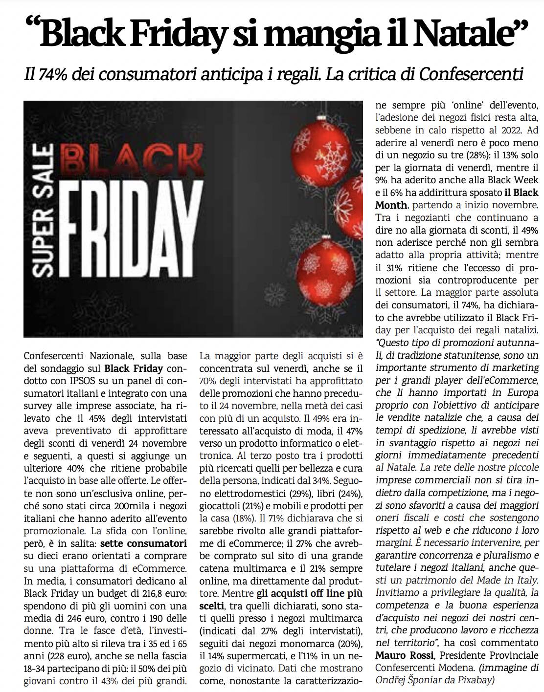"Black Friday si mangia il Natale"